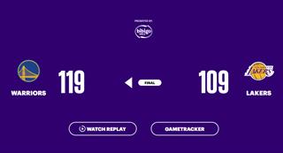 NBA常规赛！湖人主场109-119不敌勇士