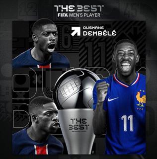 官方：登贝莱荣膺2025年FIFA年度最佳球员