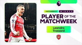 英超官方：阿森纳前锋特罗萨德当选联赛第19轮最佳球员